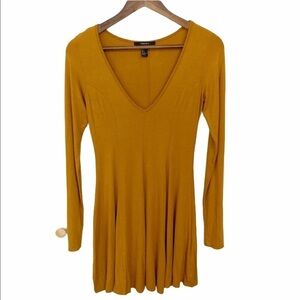 NWOT Forever 21 Y2K Mustard Long Sleeve Babydoll Dress